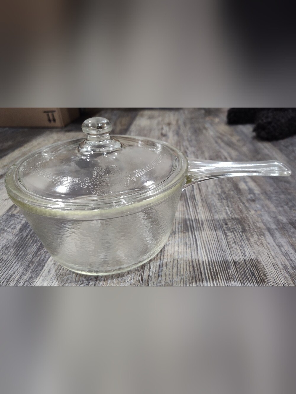 Vintage McKee Range-Tec Clear Glass Sauce Pan #327. 1 Qt. made in USA